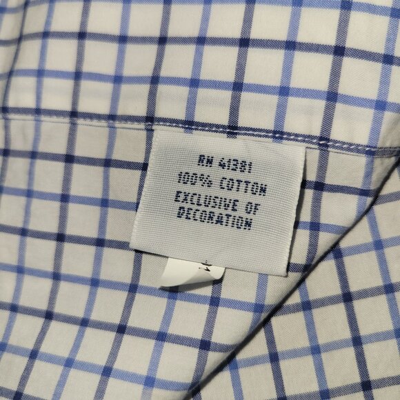 Polo Ralph Lauren Shirt Mens L White Checkered LS Button Up Dark Blue Pony - Picture 14 of 16